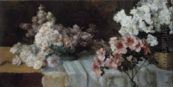 Stilleben Mit Rosen, Flieder Und Azalee - view 1