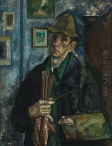 Selbstbildnis Im Atelier by Fritz Friedrichs