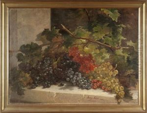 Still-life Of Grapes On A Stone Ledge