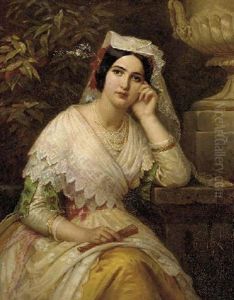 A Young Girl In Italian Festive Dress by Anna Susannah Fries