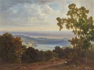 View Over Lake Nemisee With A Resting Hiker by Bernhard Fries