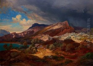 Suditalienische Landschaft Mit Aufziehendem Gewitter