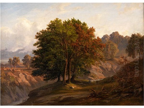 Hugelige Landschaft Mit Zentraler Baumgruppe - view 1