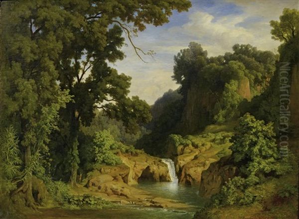 Waldlandschaft Mit Wasserfall - view 1
