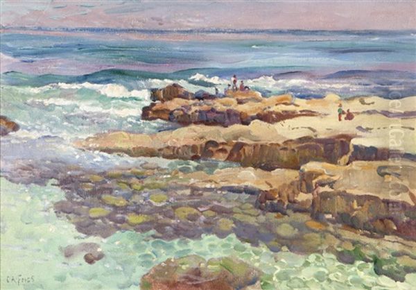 Rocks At La Jolla, Figures On Rocky Coast - view 1