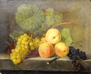 Nature-morte Aux Peches Et Au Raisin by Emmanuel Fries