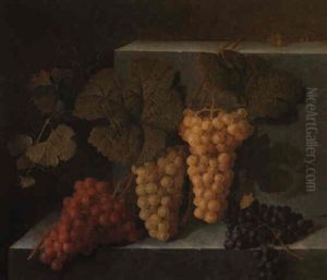 Still Life With Grapes On A Ledge by Emmanuel Fries