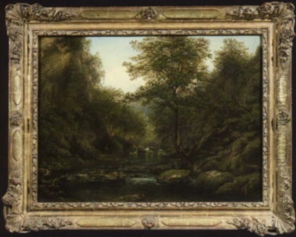 Baumgesaumter Bach In Einem Tal - view 1