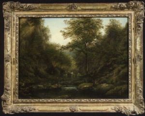 Baumgesaumter Bach In Einem Tal by Wilhelm Fries