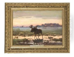 Ziehender Elch Im Morgenlicht by Richard Bernhardt Louis Friese