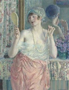 Woman Before A Mirror (femme Au Miroir) by Frederick Carl Frieseke