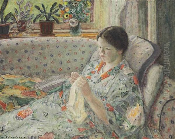 Girl Sewing (the Chinese Robe) - view 1