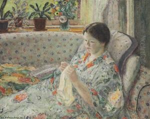 Girl Sewing (the Chinese Robe) by Frederick Carl Frieseke