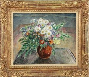 Alpine Flowers (flowers In A Brown Vase) by Frederick Carl Frieseke