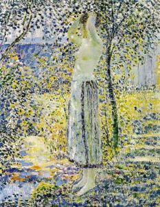 Woman In Sunlit Landscape by Frederick Carl Frieseke