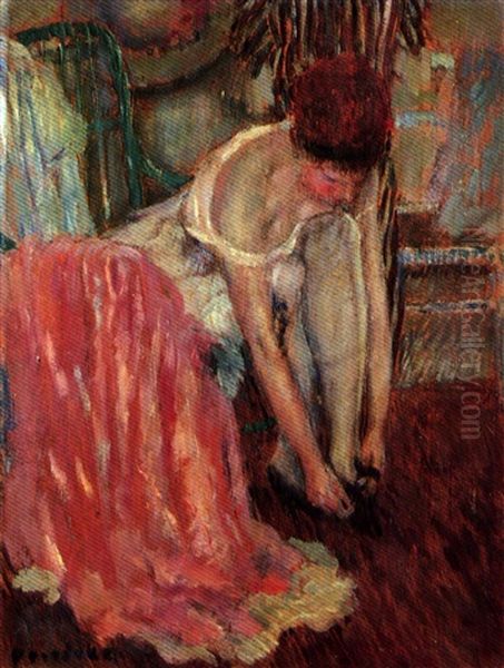 Woman Tying Her Shoe - view 1