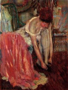 Woman Tying Her Shoe by Frederick Carl Frieseke