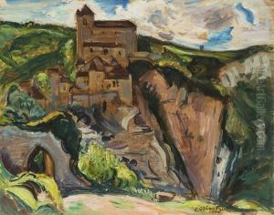 Houses In A Hillside Landscape by Achille-Emile Othon Friesz