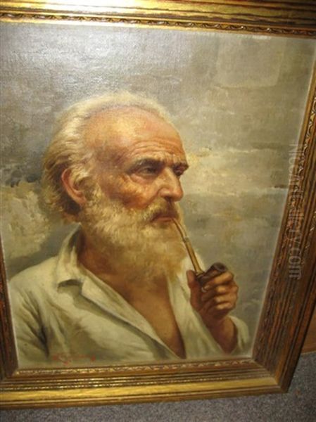 Bearded Man Smoking A Pipe - view 1