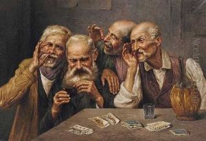 Vier Kartenspieler Beim Tabakschnupfen by Raffaele Frigerio