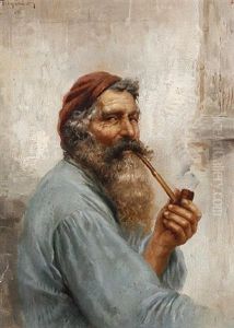 Portrait Of A Peasant Smoking A Pipe (+ Portrait Of A Peasant Woman With A Bottle; 2 Works)