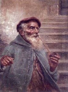 Portrait Of Gentleman Smoking Pipe