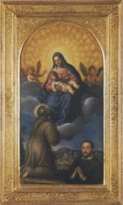Madonna Con Bambino In Gloria, Tra Angeli, Con San Francesco E Un Donatore In Primo Piano