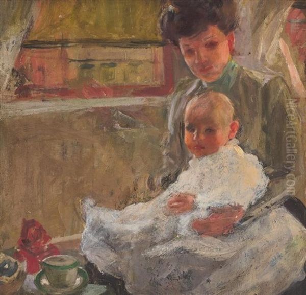 Mother And Child At Morning Tea - view 1