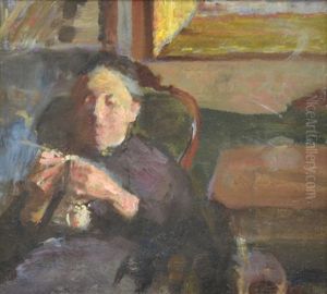 Woman Knitting by Frederick Trapp Friis