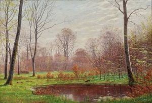 Lovspring I En Bogeskov. Motiv Fra Iselingen Lovspring I En Bogeskov. Motiv Fra Iselingen