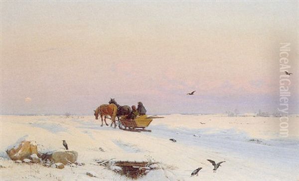 Sledging In A Winter Landscape - view 1