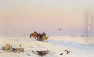 Sledging In A Winter Landscape by Hans Gabriel Friis