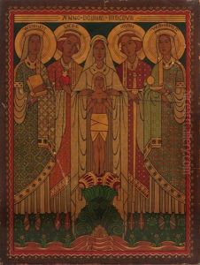 Madonna Mit Kind Und Den Vier Tugenden by Hermann Friling
