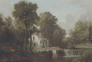 A Mill Beside A Weir by George Arthur Fripp