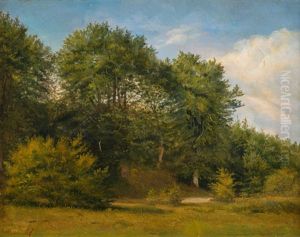 Bewaldete Landschaft by Johan Didrik (John) Frisch