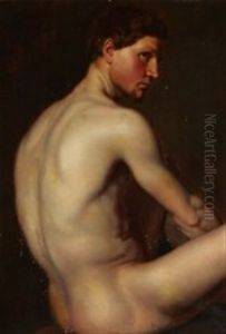 Study Of A Naked Male Model by Johan Didrik (John) Frisch