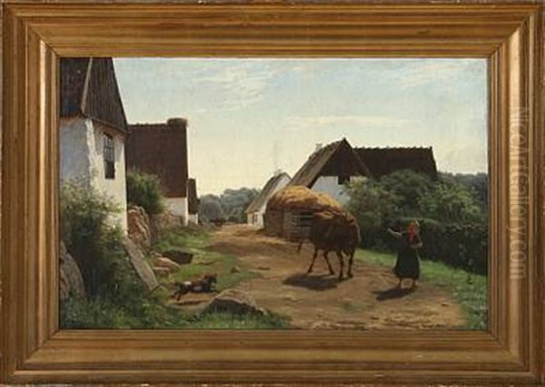Village Street With A Girl And A Bull - view 1