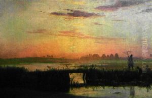Evening West Jutland Soleil Couchant by Johan Didrik (John) Frisch