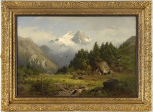Alpine Landschaft Mit Wanderer Und Wildbach