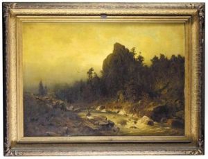 A Fisherman By A Mountain Torrent (ein Fischer An Einem Reissenden Gebirgsfluss)