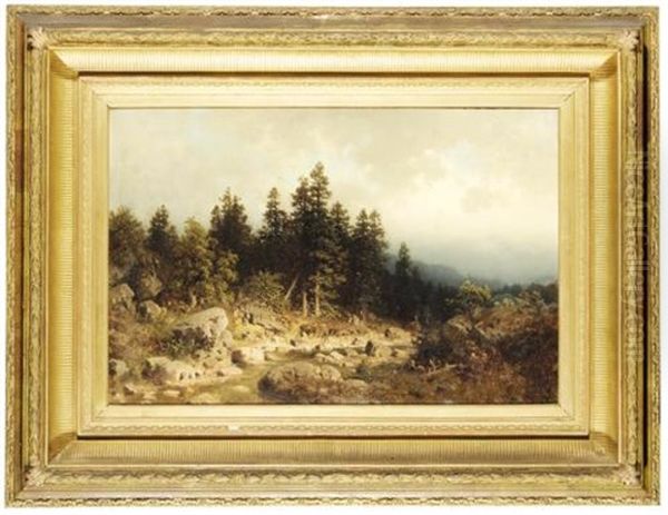 A Peasant Resting By An Alpine Stream (ein Bauer An Einem Wildbach Im Gebirge) - view 1