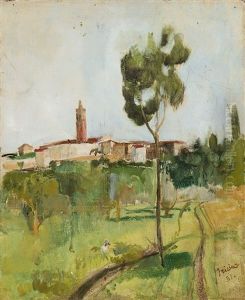 Paesaggio Con Paese In Lontananza