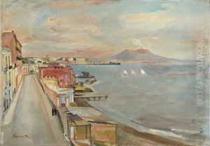 Litorale Napoletano Con Vesuvio Sullo Sfondo by Donato Frisia