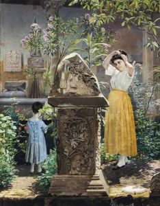 Picking Flowers In A Classical Garden by Niels Fristrupp