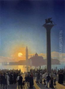 Abendstimmung Auf Der Piazetta In Venedig