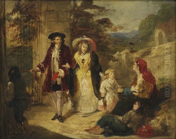 At The Park Gate - A Sketch For 'charity' - view 1