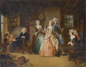 Measuring Heights: A Scene From Oliver Goldsmith's The Vicar Of Wakefield by William Powell Frith