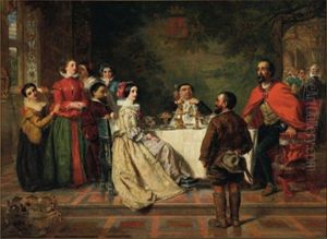 Sancho And Don Quixote (sancho Tells A Tale To The Duke And Duchess...) by William Powell Frith