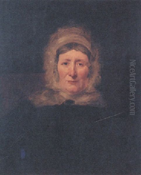 Portrait Of Jane Powell, The Artist's Mother, In A Black Dress With White Collar And Bonnet - view 1