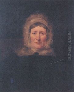 Portrait Of Jane Powell, The Artist's Mother, In A Black Dress With White Collar And Bonnet by William Powell Frith